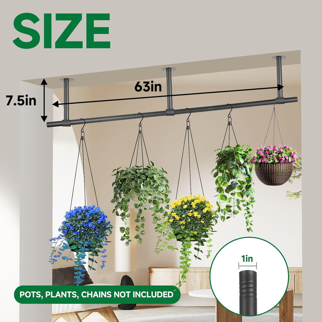 Hanging Planters Rod – Plant Hanger Indoor for Window Ceiling, Hanging Plant Shelf for Wall Planter House Plants, Plant