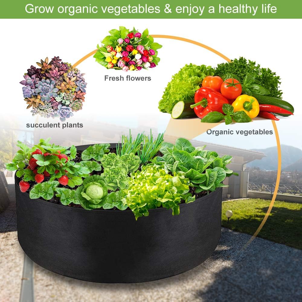 Grow Bag, 2-Pack 50 Gallon Fabric Pots Round Raised Garden Bed Planter | Breathable, Reusable, for Planting Herb