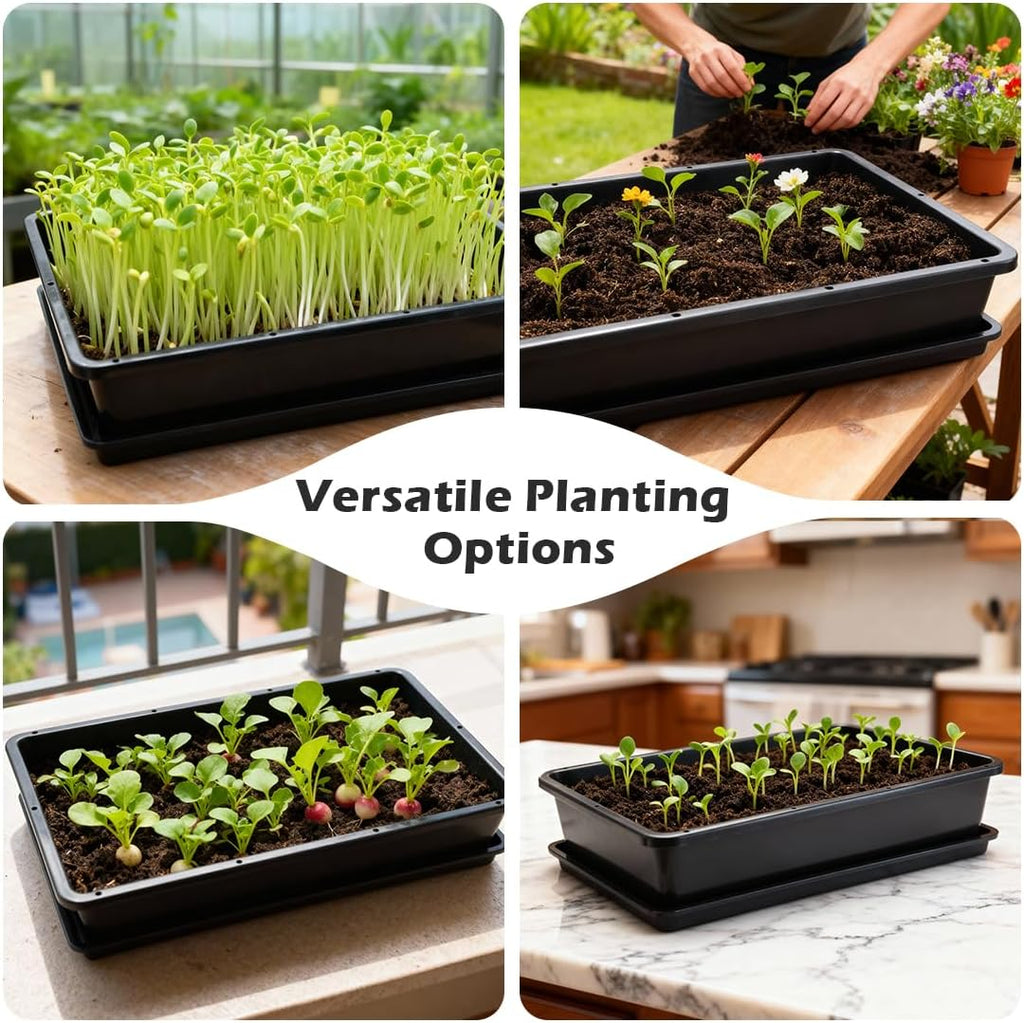 RooTrimmer 5 Pack Soil Blocking Trays(14"x12"x3"), Plastic Flat Plant Tray for Holding or Collecting Drainage Water