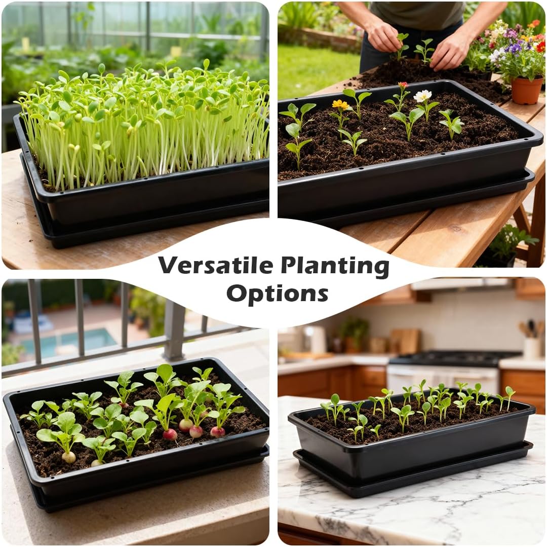 RooTrimmer 5 Pack Soil Blocking Trays(14"x12"x3"), Plastic Flat Plant Tray for Holding or Collecting Drainage Water