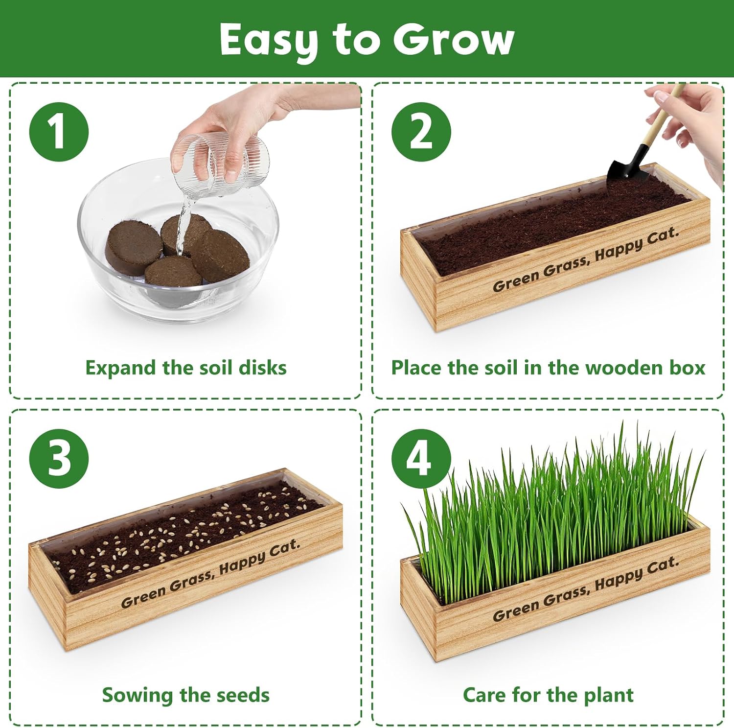 LUOJIBIE Cat Grass Kit for Indoor Cats, Cat Grass Seeds Set, Non-GMO Wheat Grass, Mothers Day Gifts for Mom, Unique