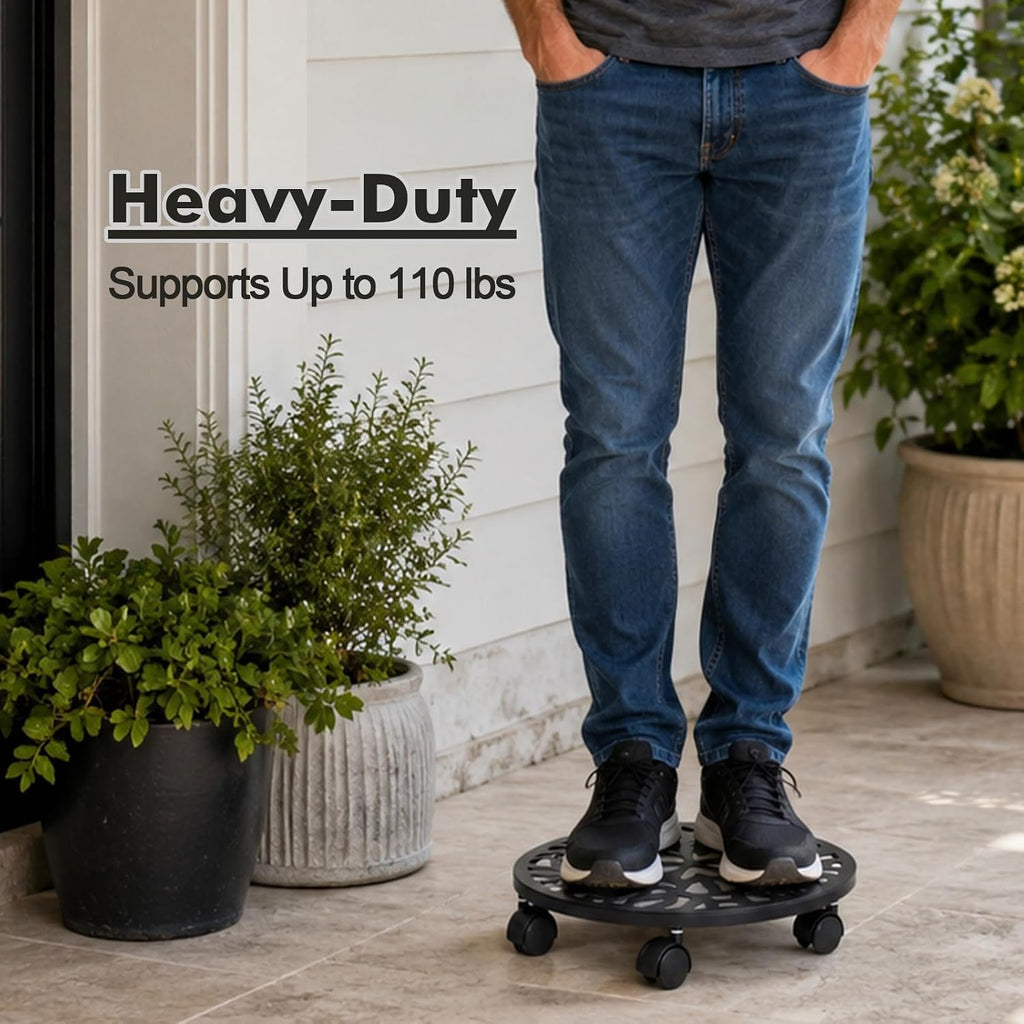 3 Pack Plant Caddy with Wheels, 12 inch Plant Stand with 2 Locking Casters Heavy Duty Metal Plant Dolly Roller for
