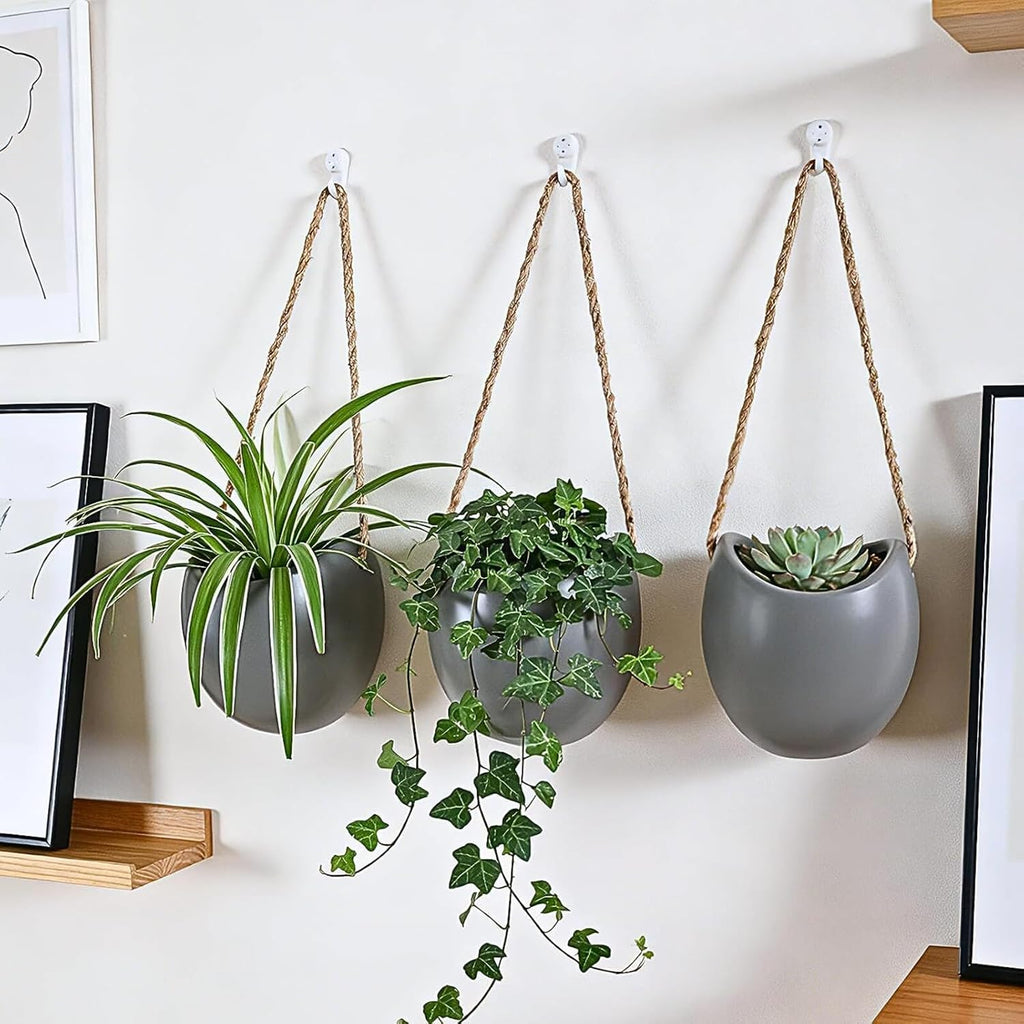 4 to 5 inch Ceramic Planters Wall Hanging Vases Decor - Set of 3 | Wall Decor for Home, Entryway, Hallway, Deck