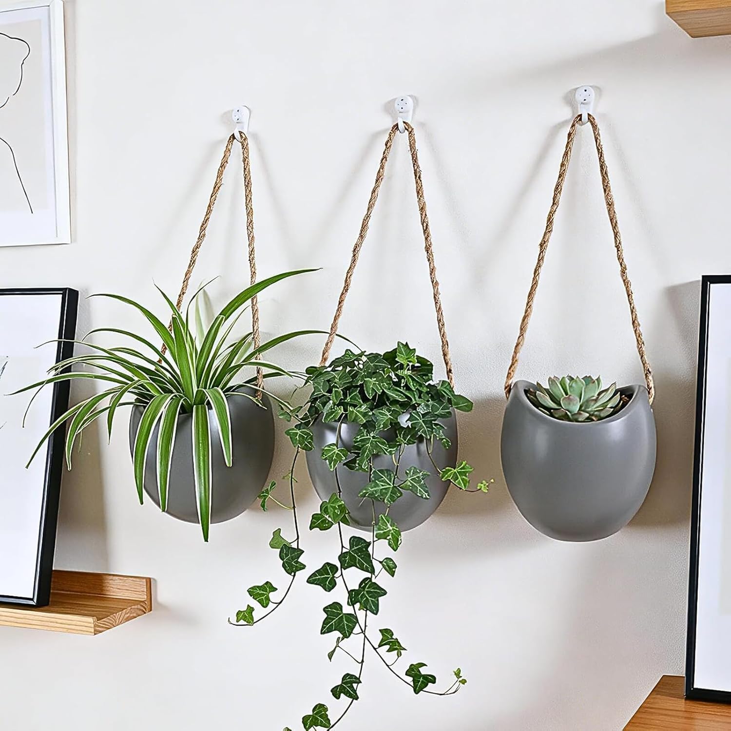 4 to 5 inch Ceramic Planters Wall Hanging Vases Decor - Set of 3 | Wall Decor for Home, Entryway, Hallway, Deck