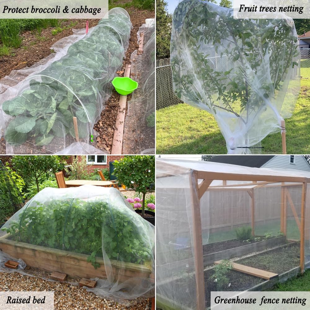 6.5X50 FT Garden Netting Pest Barrier, Ultra Fine Mesh | Insect Netting Plant Covers, Row Cover for Vegetables, Fruit