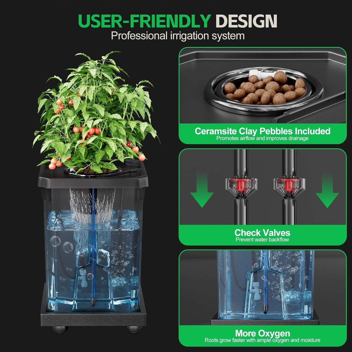 SPECILITE 7 Gallon 2 Buckets DWC Hydroponics Grow System with Wheels | Top Drip Kit, Deep Water Culture Recirculating
