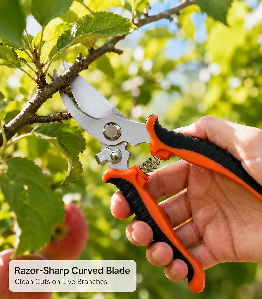 Puctsone 3PCS Gardening Knife Set, Garden Weeding Tool | Hori Hori Knife with Sheath, Bypass Pruning Shears & Long Nose