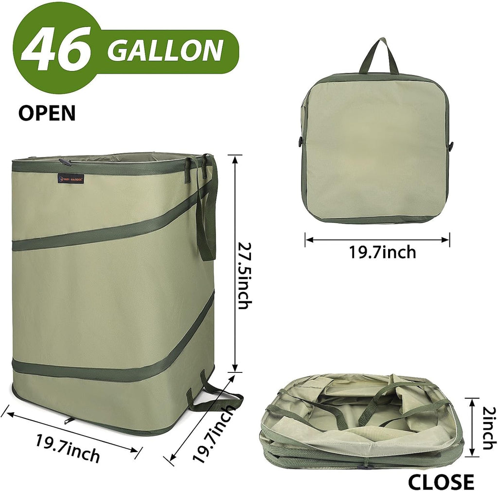 YUDI & GARDEN 46 Gallon Square Collapsible Yard Waste Containers | Collapsible Trash Can, For Collecting Weeds, Leaf