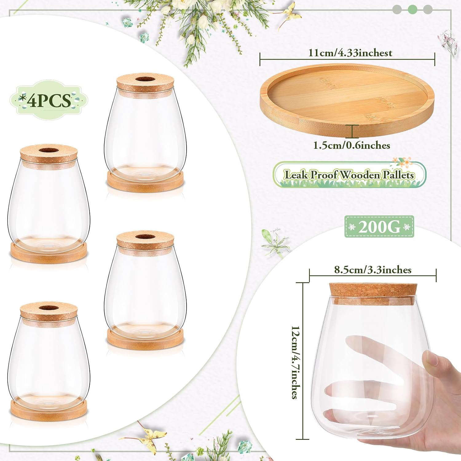 Nuanchu 4 Pcs Desktop Plant Terrarium Plant Propagation Vase Propagation Jars Glass Containers Air Planter Water