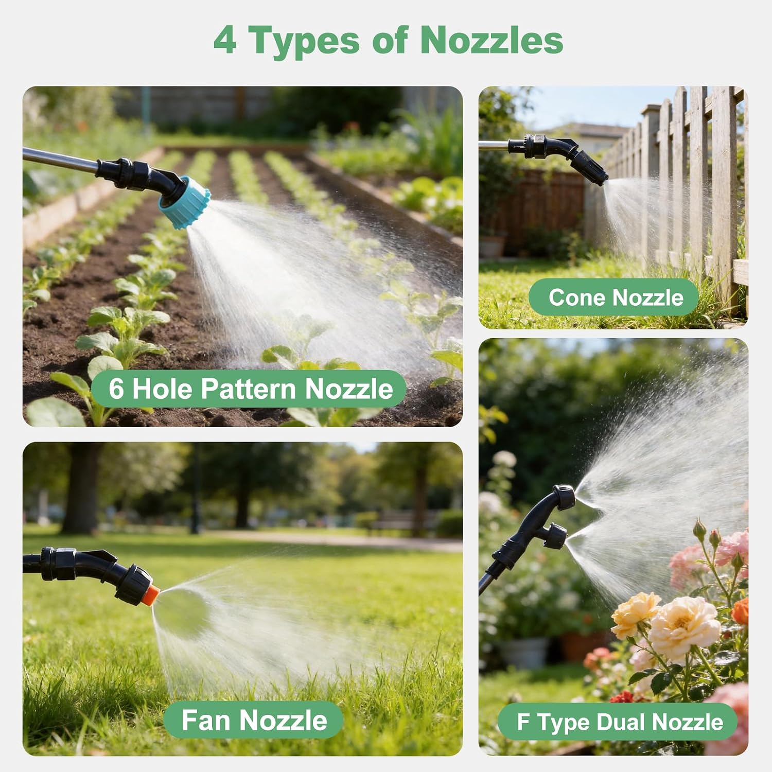 1.35 Gallon Battery Powered Sprayer, Electric Garden Sprayer with 3 Adjustable Pressures, Battery Indicator, Telescopic