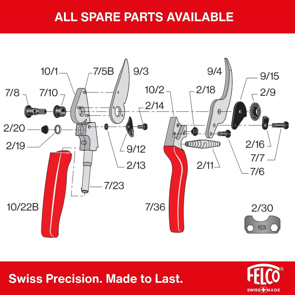 Felco F10 Pruning Shears – 8.3" Swiss-Made Left-Handed Garden Clippers with 25mm Cutting Capacity | Hand Pruners for