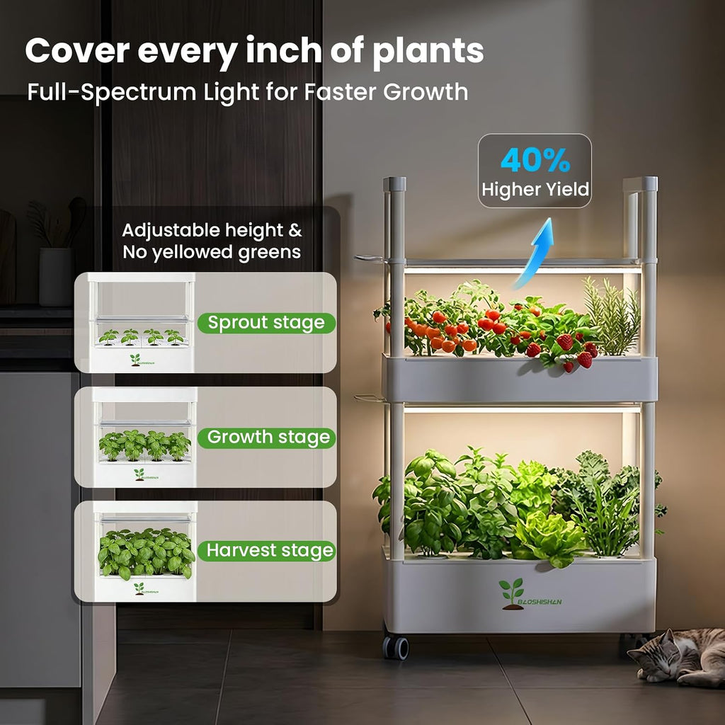 Indoor Hydroponics Growing System with Grow Light & APP Control | 28 Pods Lettuce Growing System with 28L Large Water