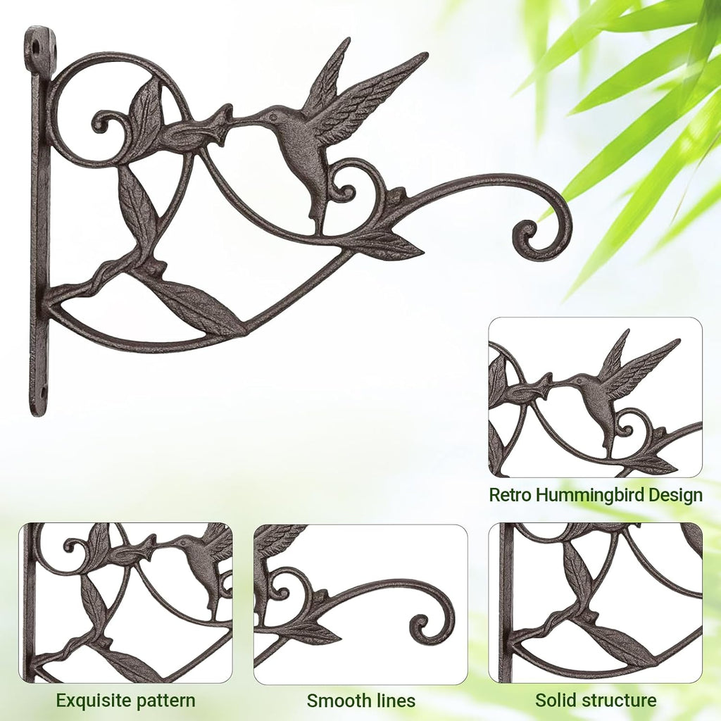 Mkono Plant Hangers Outdoor, Iron Decorative Hummingbird Feeder Bracket | 2 Pack, Rust-Proof, Bird Shaped Design, Easy