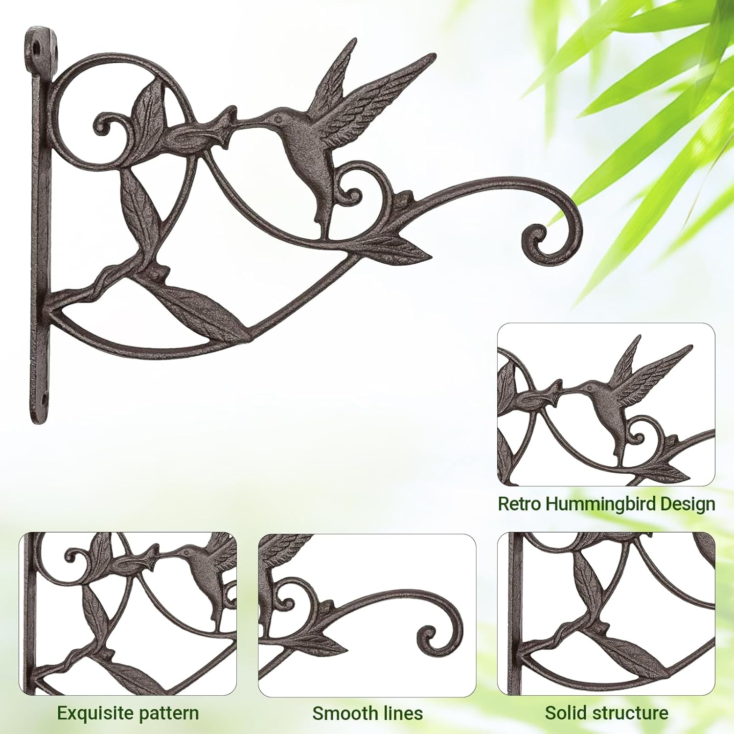 Mkono Plant Hangers Outdoor, Iron Decorative Hummingbird Feeder Bracket | 2 Pack, Rust-Proof, Bird Shaped Design, Easy
