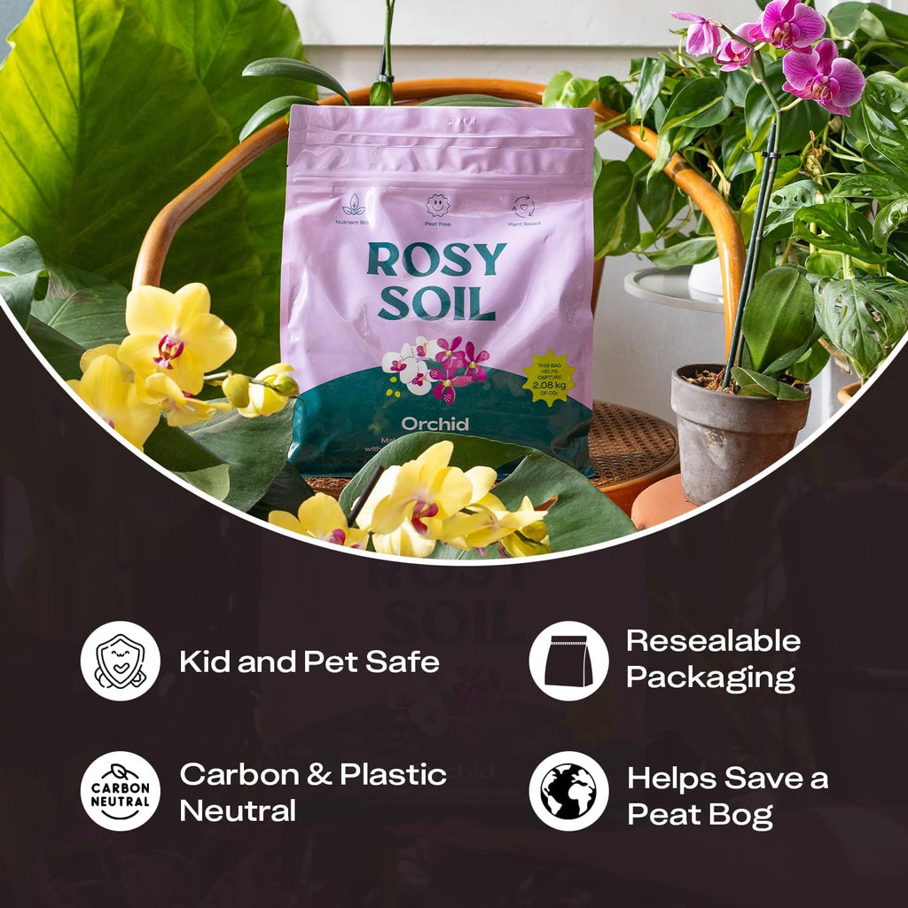 Rosy Soil Orchid Potting Mix, 4 Quarts | Peat-Free Orchid Soil for Repotting, Phalaenopsis, Cattleya, Dendrobium