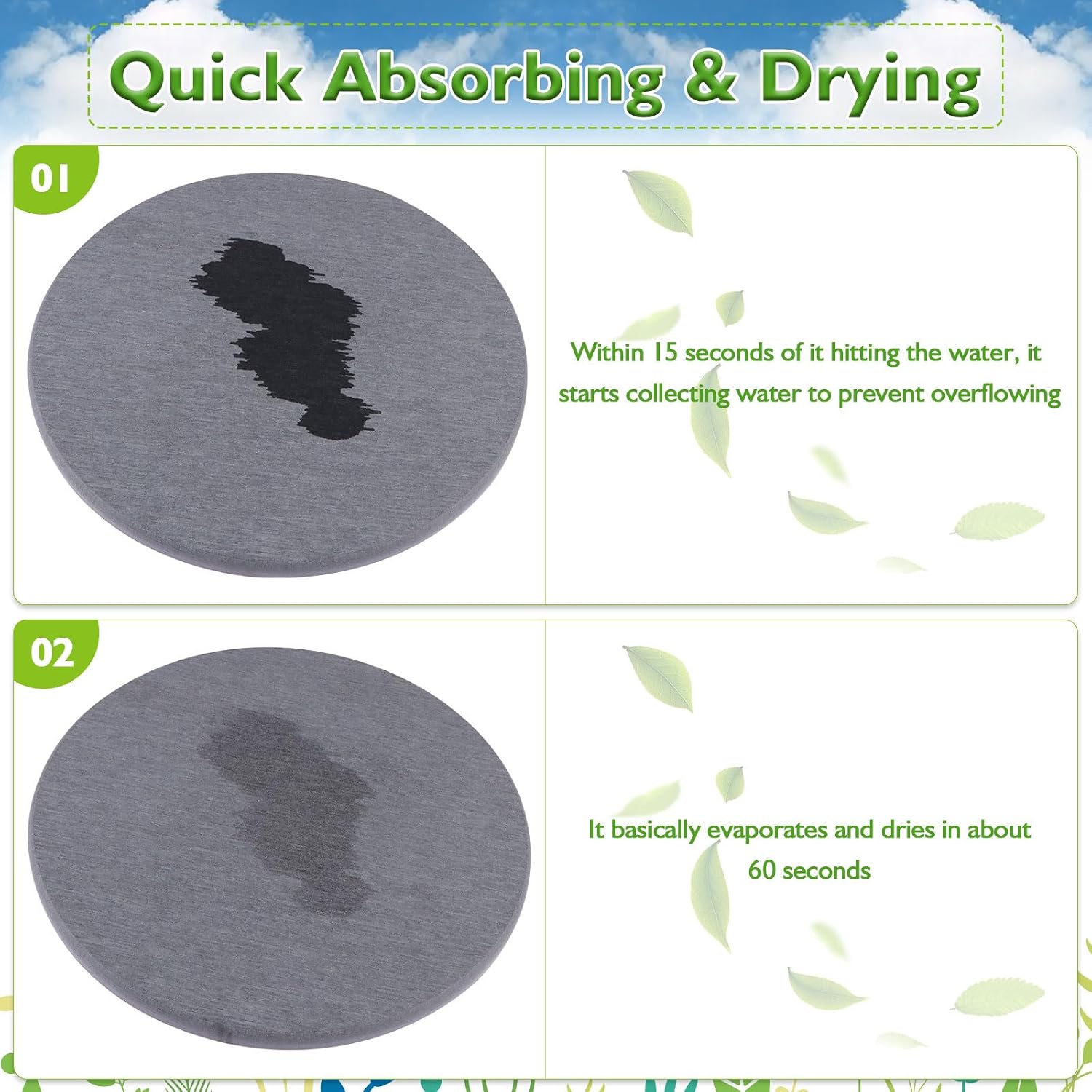 12Pcs Diatomaceous Earth Coaster 4/6/8inch Diatomite Plant Saucer Stone Plant Sourcer Instant Dry Water Absorbent