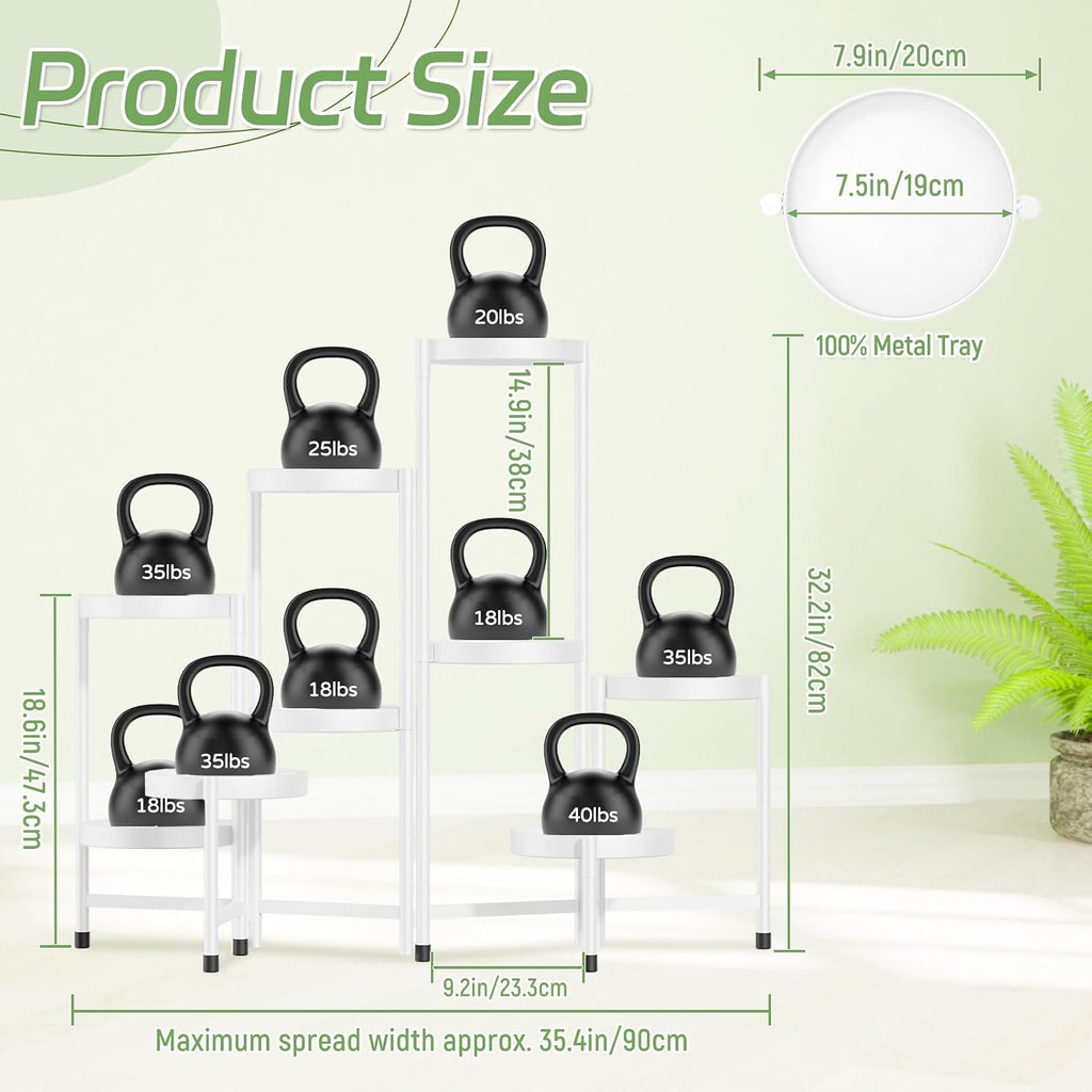 iDavosic.ly Plant Stand Indoor Outdoor, 9 Tier Metal Corner Shelf, White | Tiered Flower Display Holder, Folding Multi