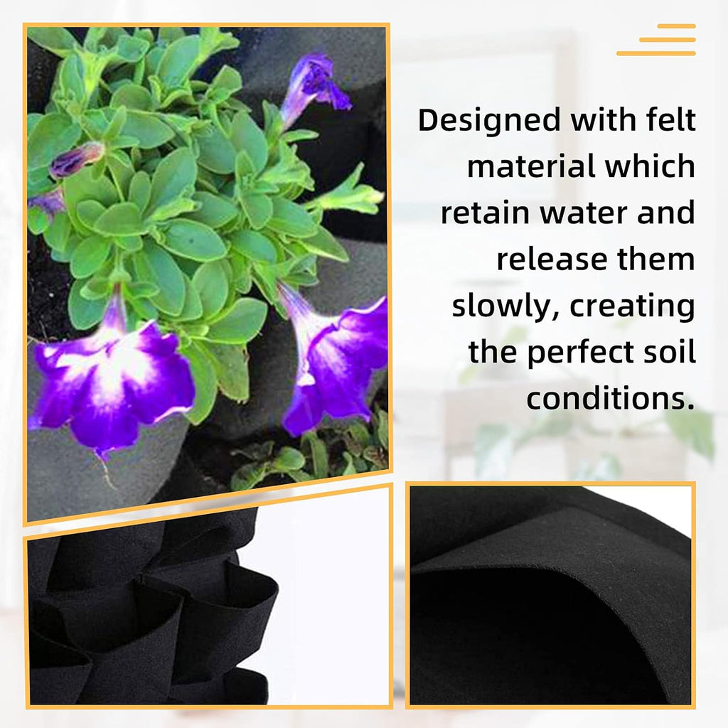 Hanging Planting Grow Bags, 90 Pockets Wall Planter Wall Mounted Grow Bag Outdoor Indoor Gardening Vertical Greening