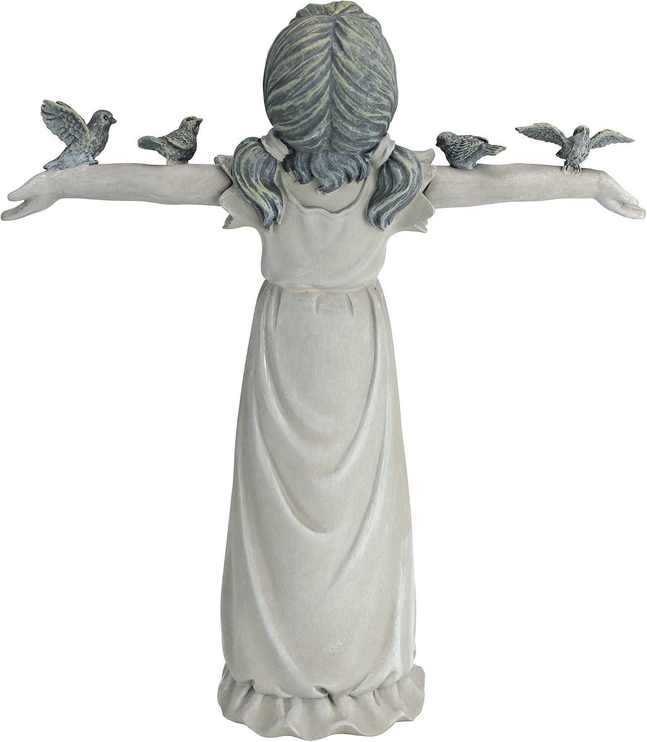 Design Toscano Basking in Glory Little Girl with Birds Outdoor Garden Statue, Medium, 16 inches tall, Cast Stone Resin