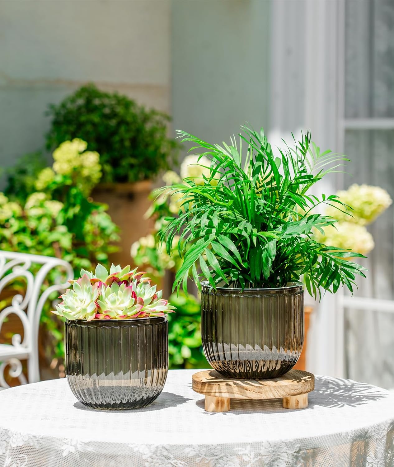 Melphoe Self Watering Hanging Planters Indoor Flower Pots, (6.5’’+6.5’’+5.3''+5.3'' 4Pack) - Outdoor Hanging Plant Pot