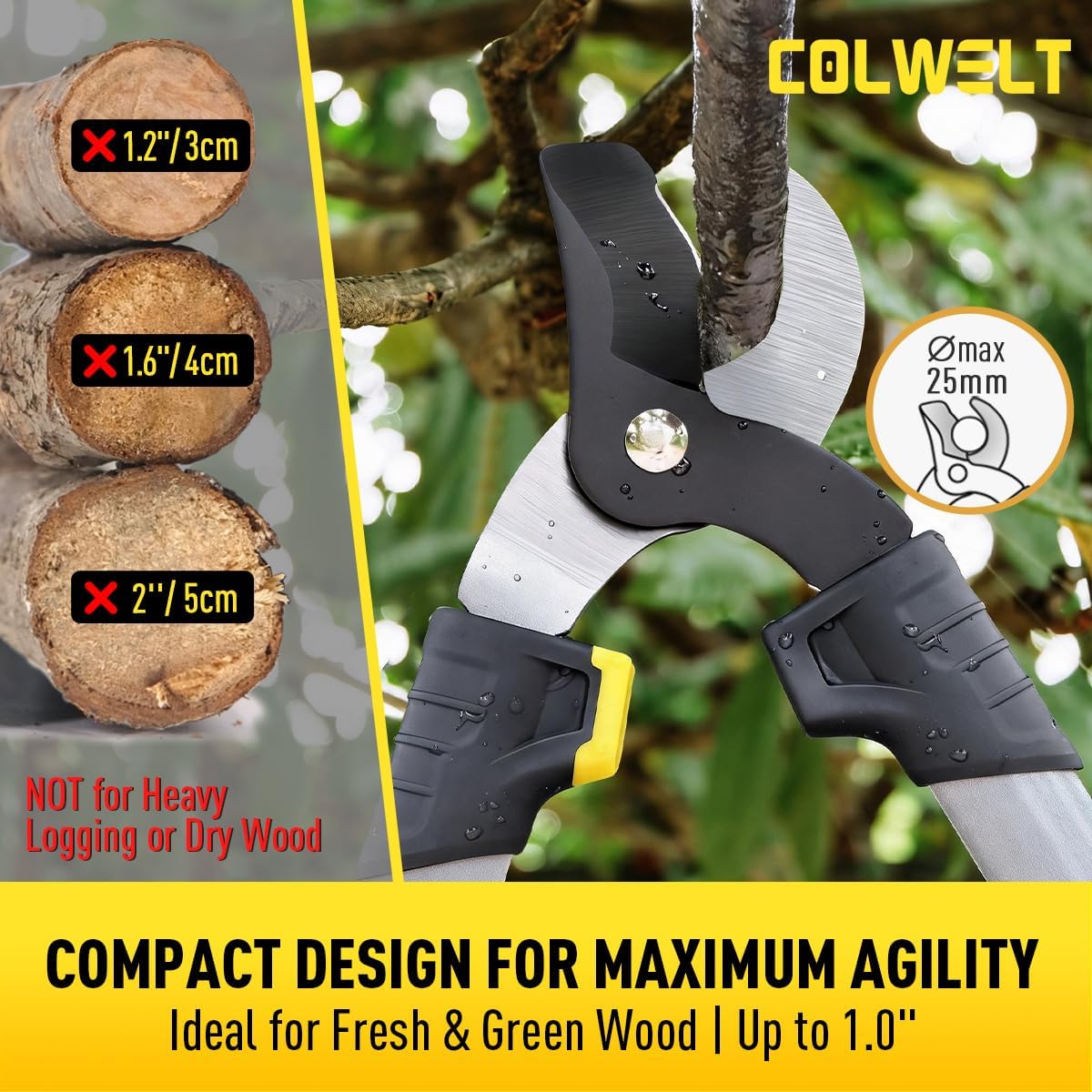 Colwelt Loppers Hedge Clippers Garden Shears 3Pcs, 17’’ Gardening Scissors | Compact 17in Garden Pruning Shears Set