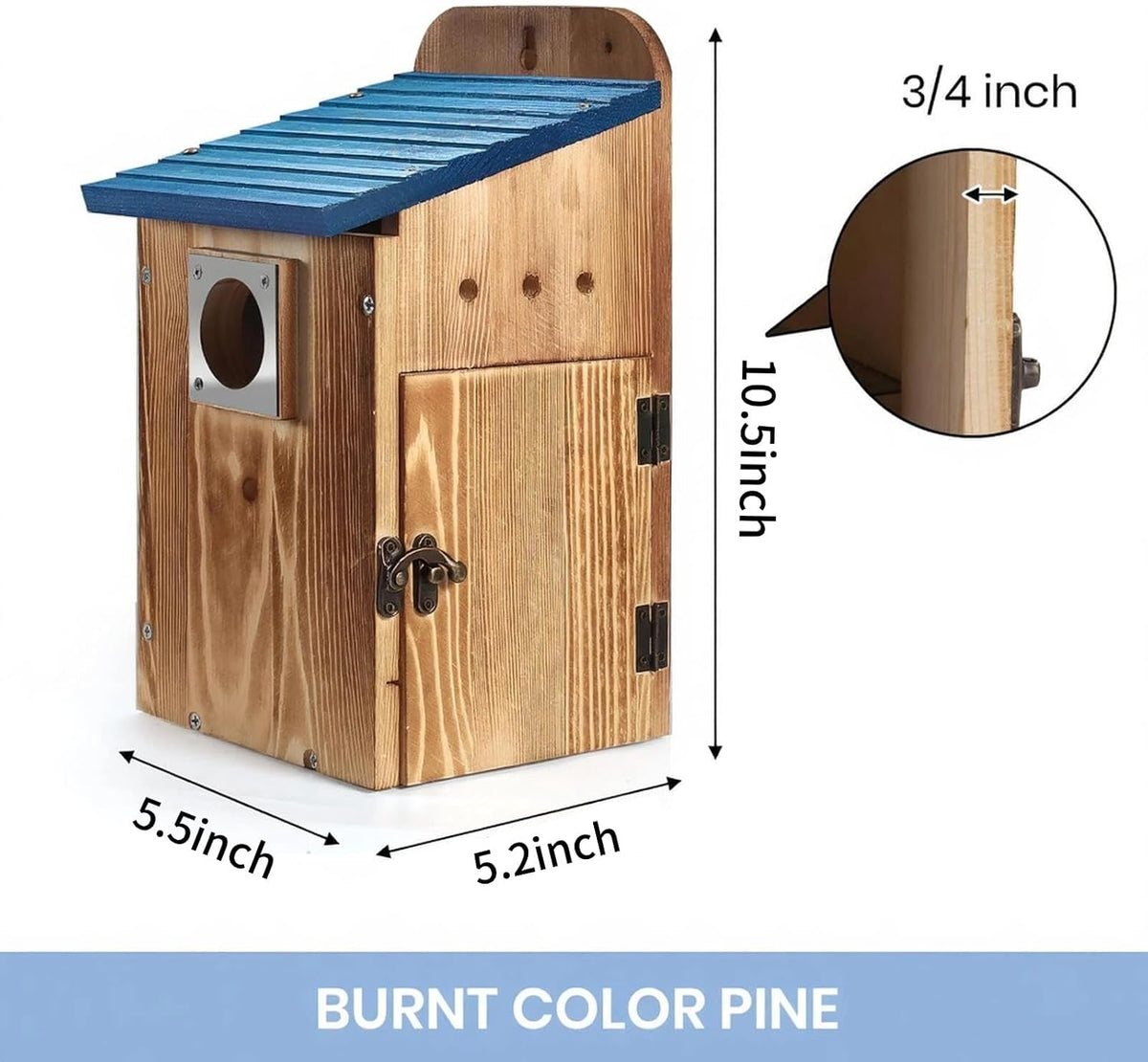 Blue Bird Houses for Outside with Gift Box - Durable Birdhouses for Outdoors with Clear View Panel & Predator Guard for