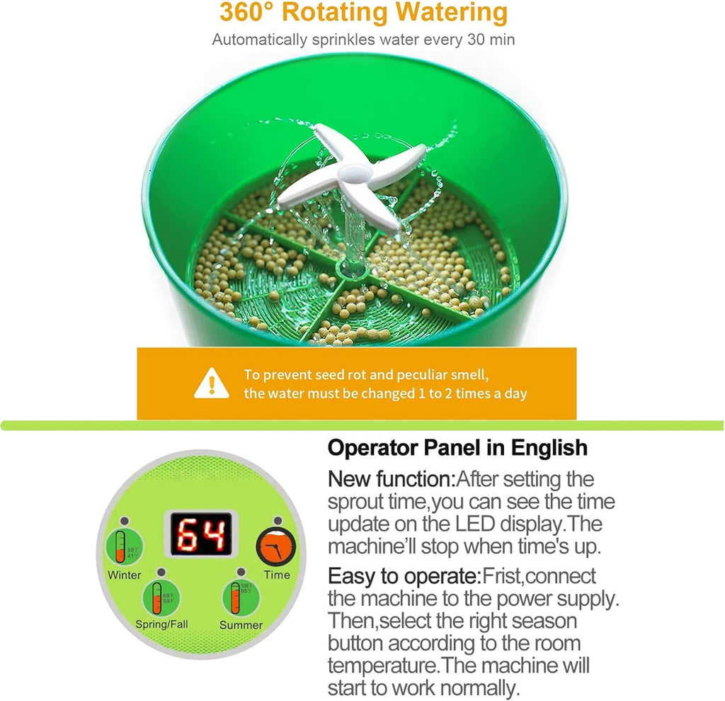 Bean Sprouts Machine, Seed Sprouter Kits, LED Display Time, Intelligent Automatic Bean Sprouts Maker, 3 Layers Function