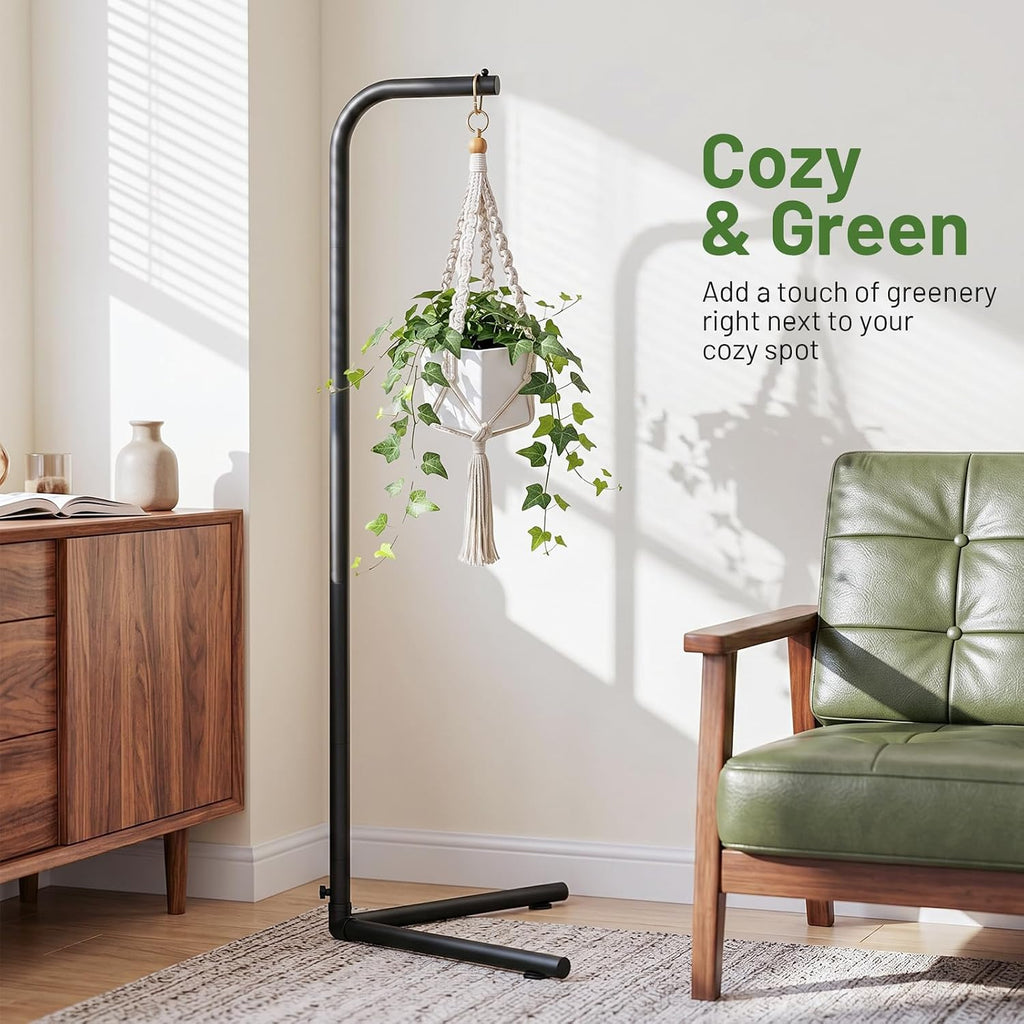 Hanging Plant Stand Indoor, Corner Plant Stands for Indoor Plants, Black Metal Hanging Plant Holder, Standing Plant