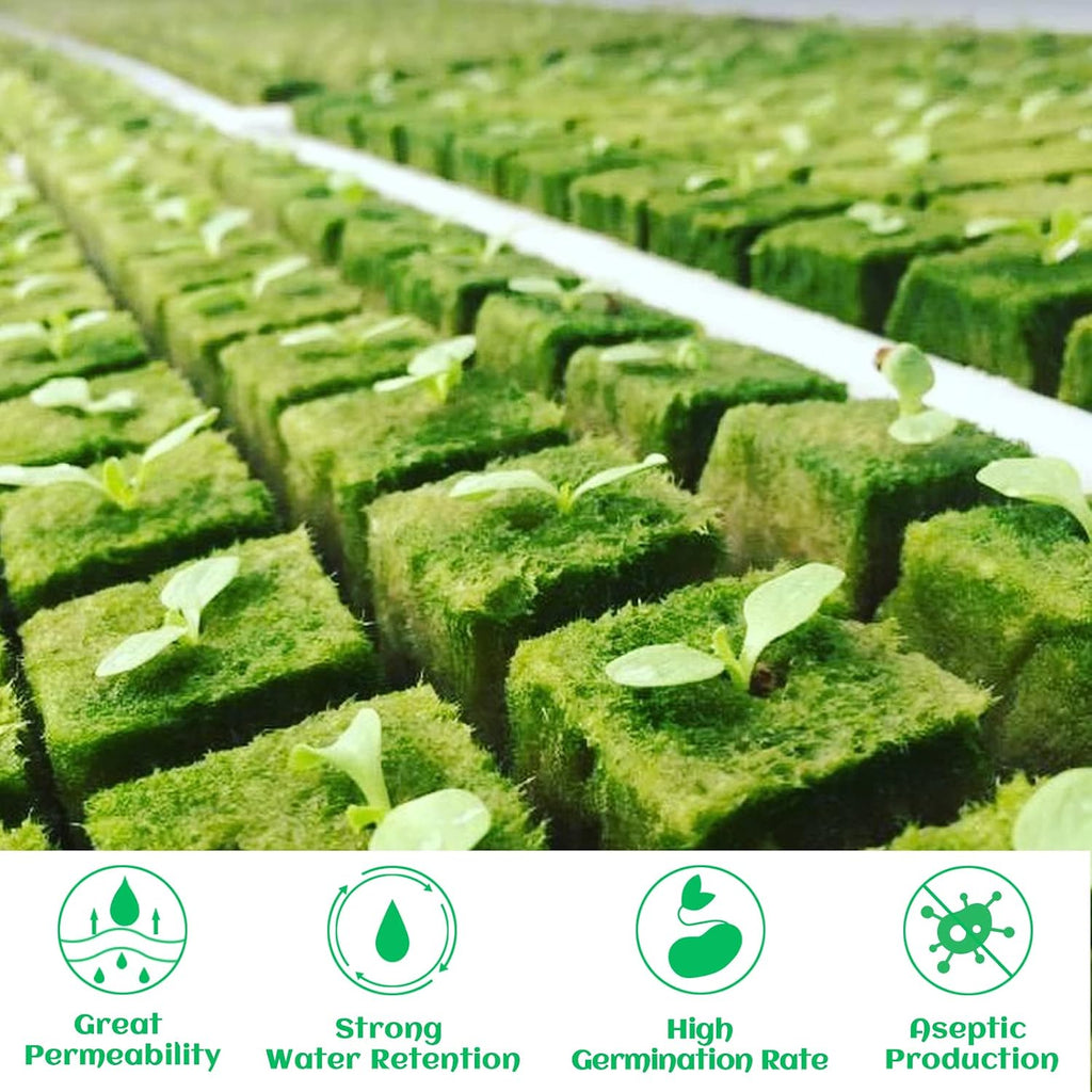 1.2 Inch Rockwool Cubes Seed Starter Plugs for Hydroponics, RockWool Planting Grow Cubes for Hydroponic Tower Garden
