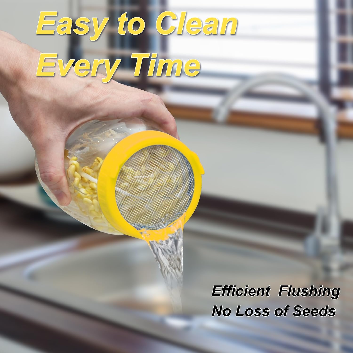Lulonpon Sprouting Kit, 4 Sprouting Jar Kits, Wide Mouth Quart Mason Jars with Stainless Steel Screen Sprout