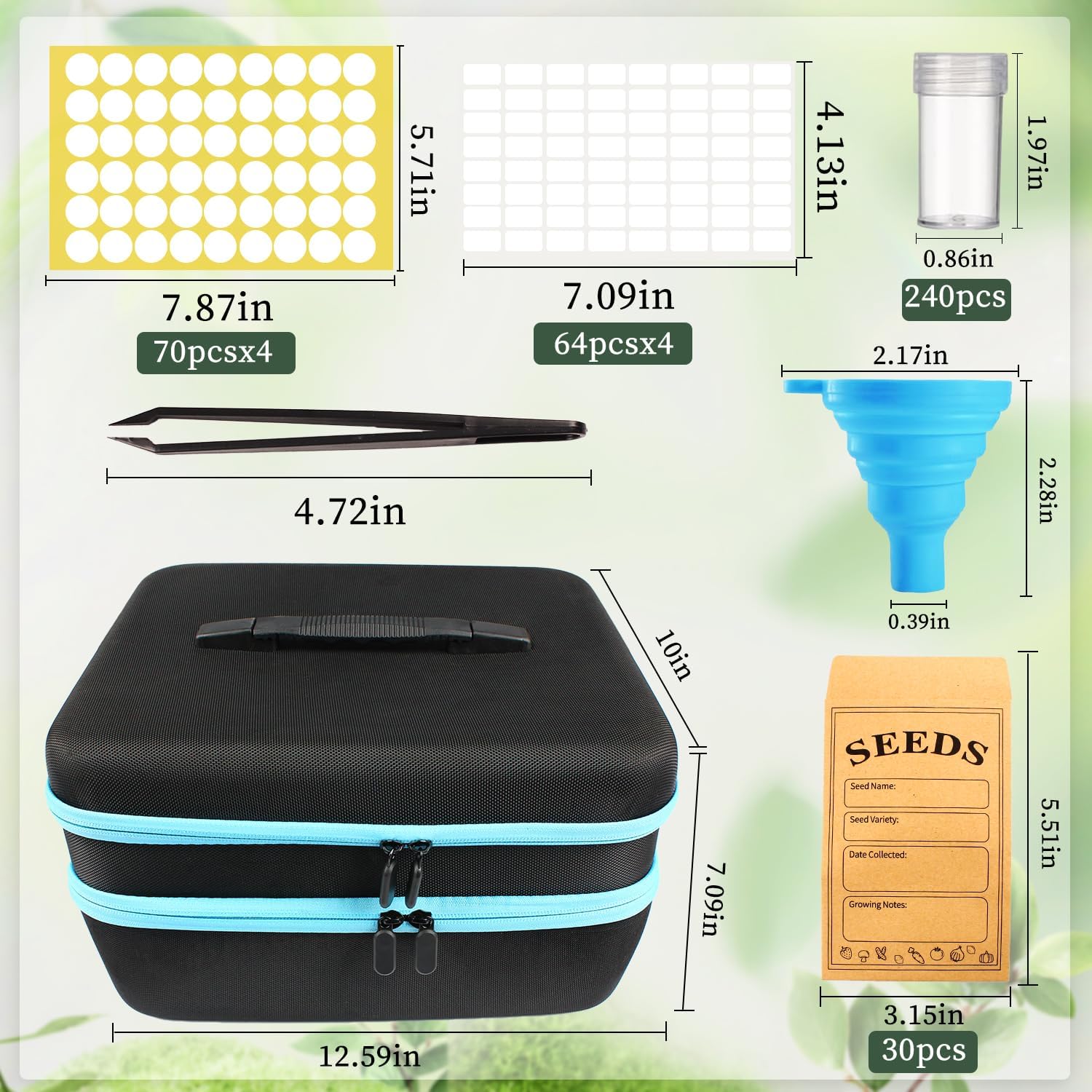 240 Slots Seed Storage Organizer with 30 Envelopes Portable Sturdy Seeds Container Box Airtight Garden Seed Saver