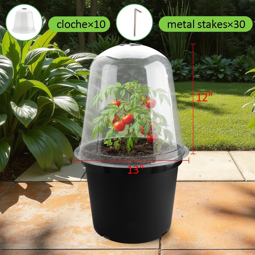 13 Inch Humidity Domes Garden Cloches for Plant Protection, Plant Covers Freeze Protection, Protectors from Animals