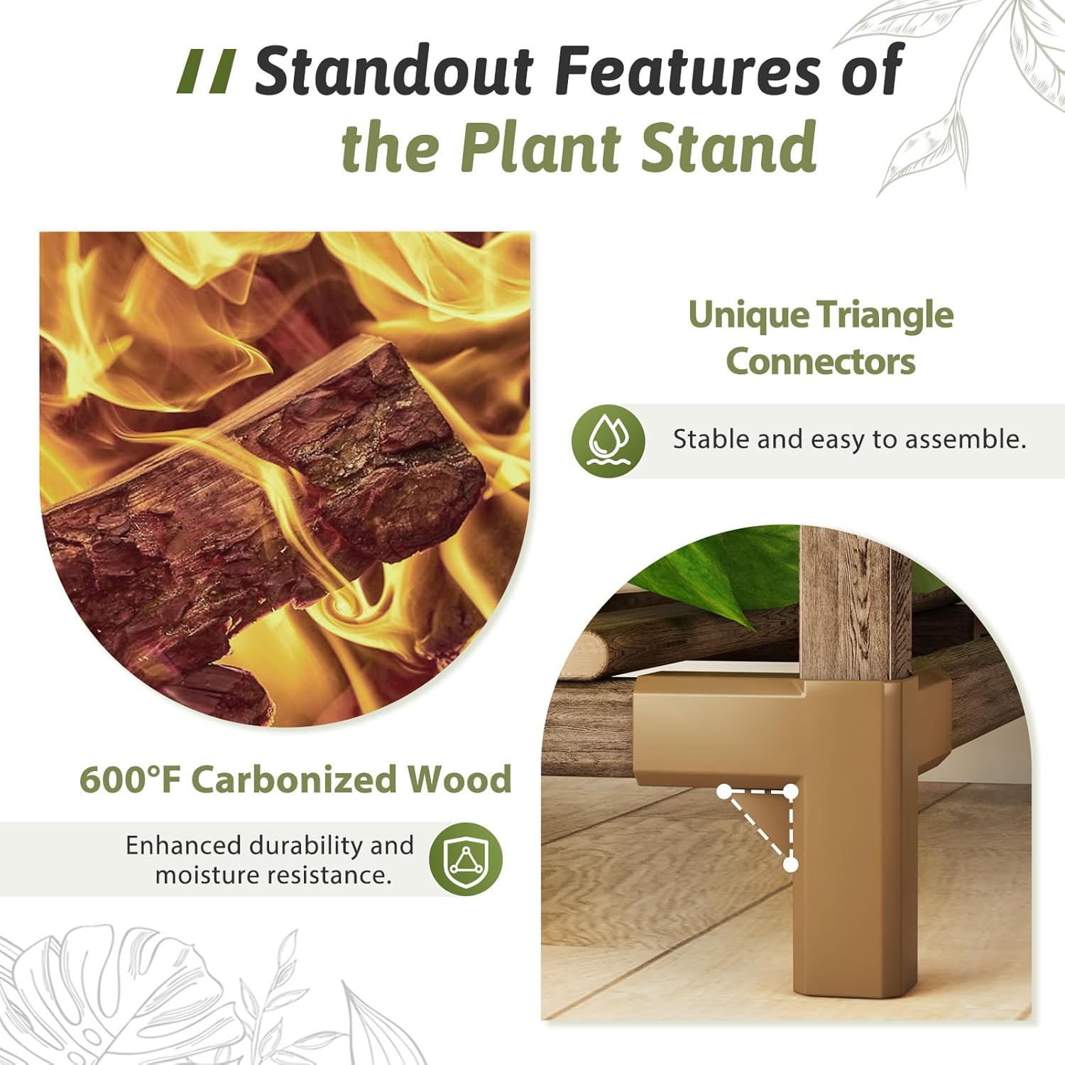 GENTINGBRO Plant Stand Indoor Outdoor 62.2“ Tall Plant Shelf Large Tiered Flower Stands for Multiple Display Wood