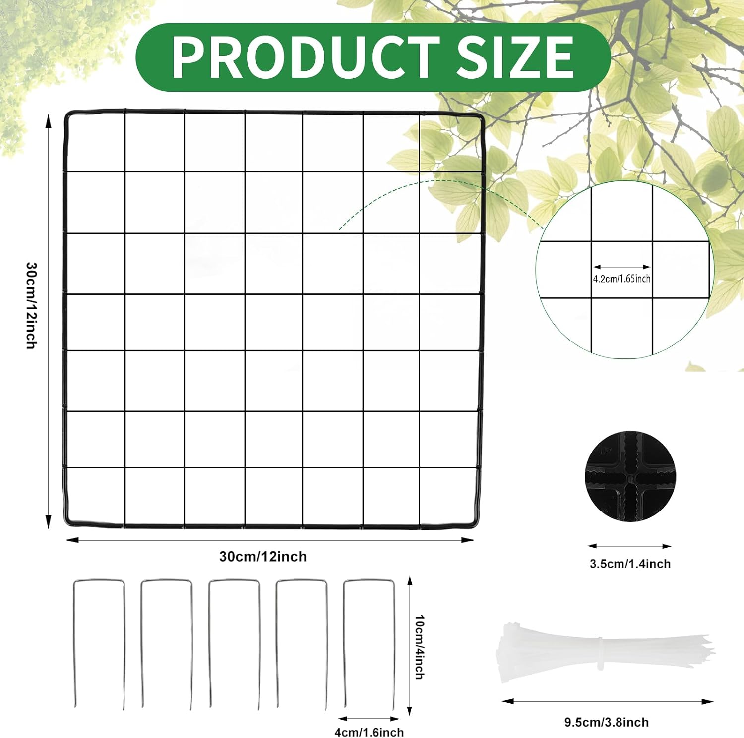 DYAUS 4 Packs Plant Protectors from Animals, Plant Cages for Outdoor Plants, 20Pcs 12"x12" Metal Plant Covers from