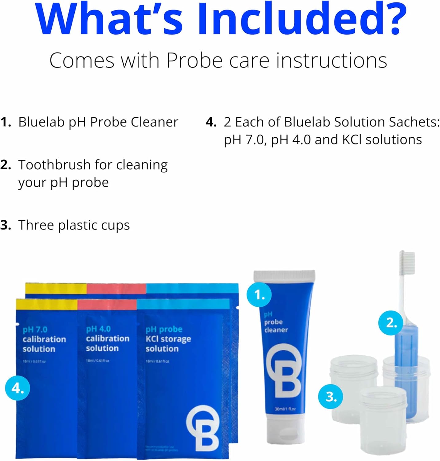 Bluelab CAREKITPH pH Probe Care Kit with Calibration Solution, Storage Solution, and Brush, Used for pH Pen, Meter