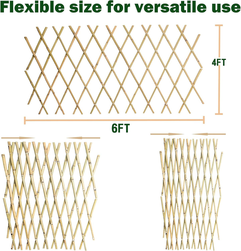 Jollybower 48x72 Inch Expandable Bamboo Trellis, Garden Lattice Fence, Expandable Fence for Climbing Plants, Vines &