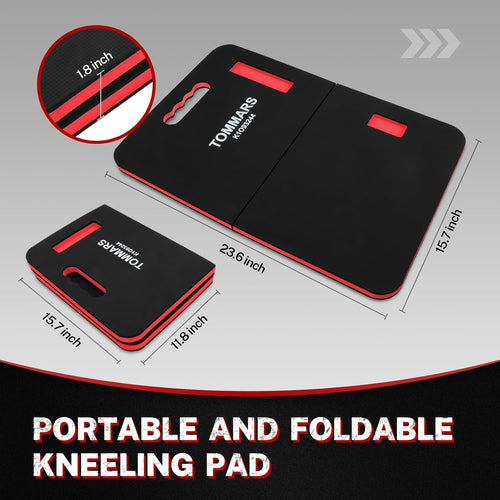 0.9 Inch Thick Foldable Mechanic Kneeling Pad, 23.6 x 15.7 Inches | High-Density PE Foam Knee Cushion with 2 Pockets