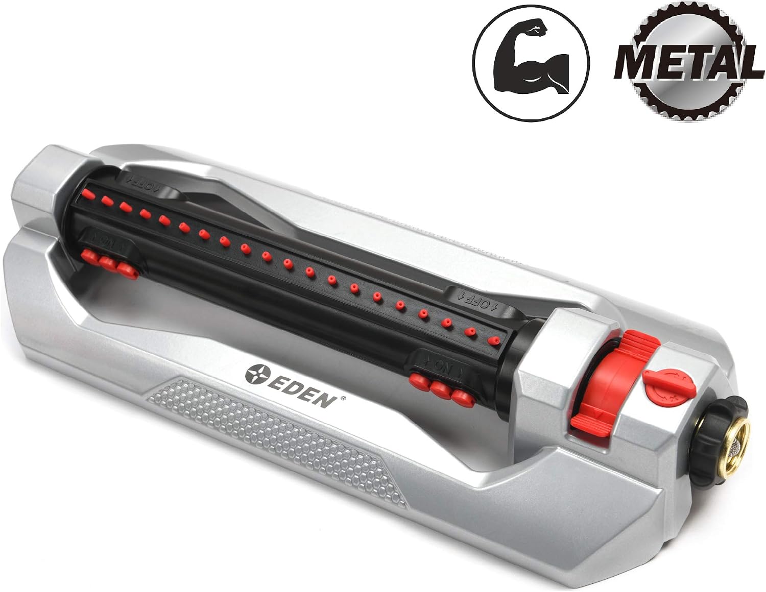 Eden 96216 Heavy Duty Turbo Oscillating Sprinkler, Covers Up to 4,900 sq. ft., 20 Precision Nozzles, Aluminum Base