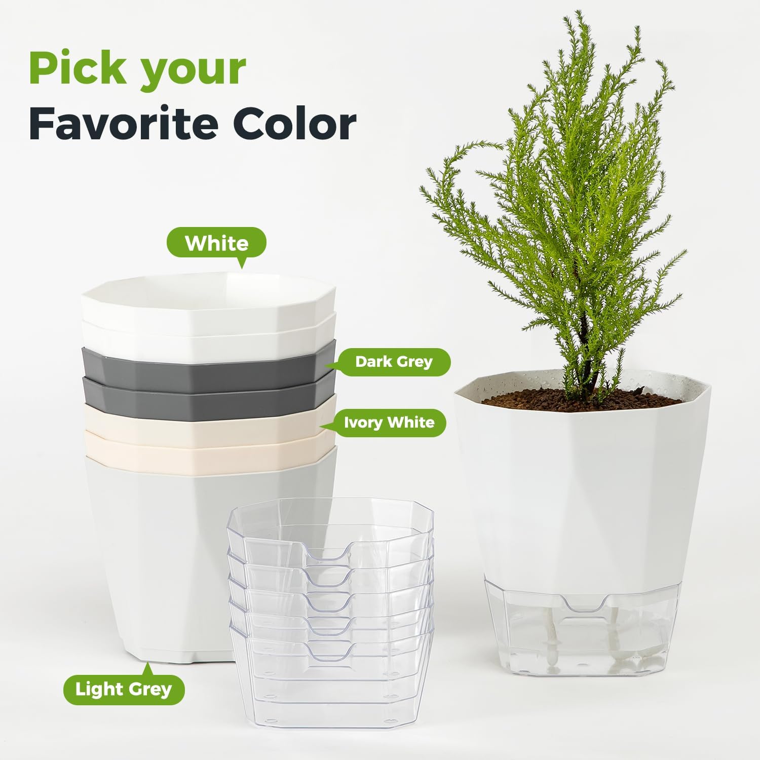 2 Pack Self Watering Pots for Indoor Plants, 8.4 Inches Self Watering Planters Large African Violet Self Watering Clear