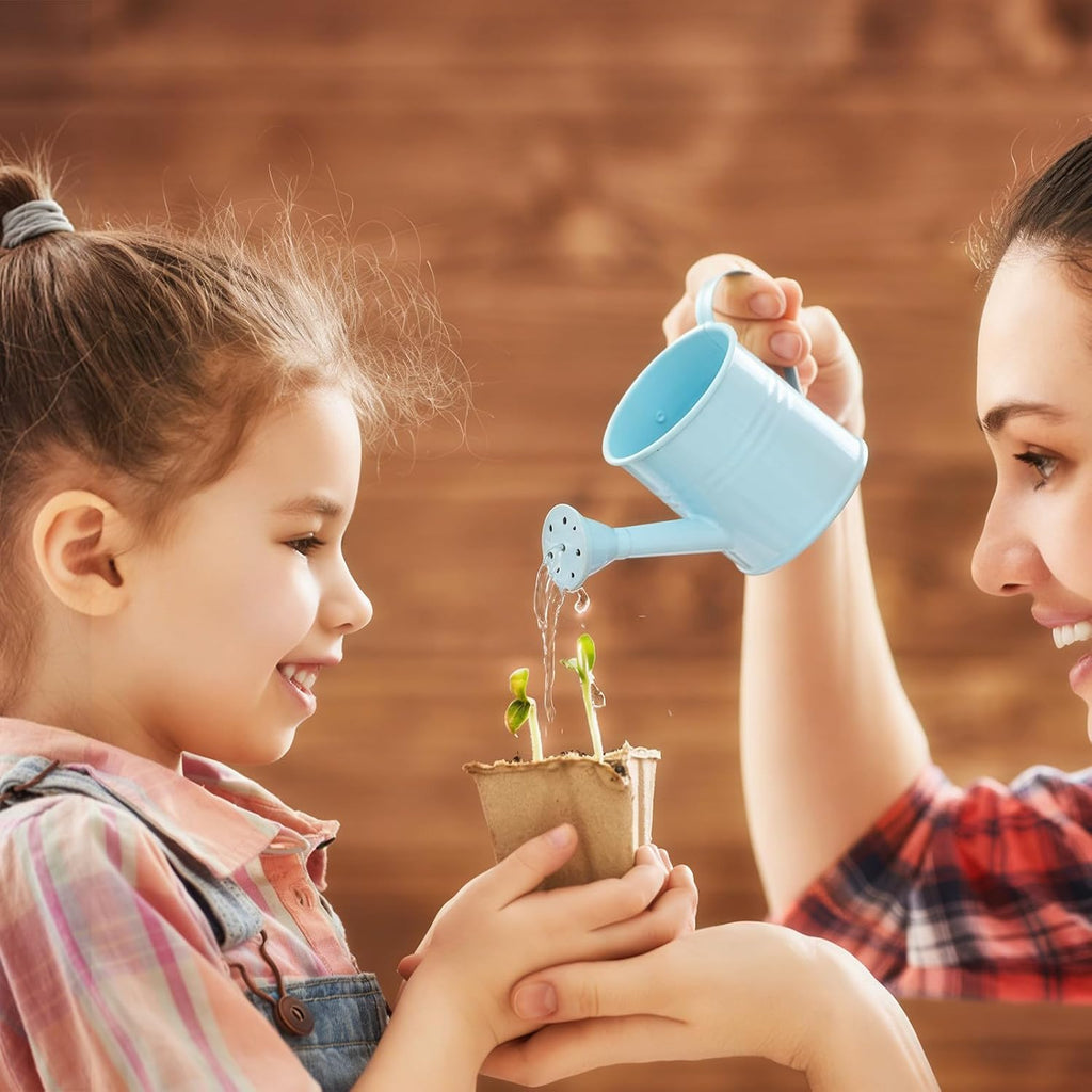 5pcs Kids Metal Watering Can Set: Mini Watering Cans for Indoor Plants - Small Metal Garden Can with Sprinkler Head for