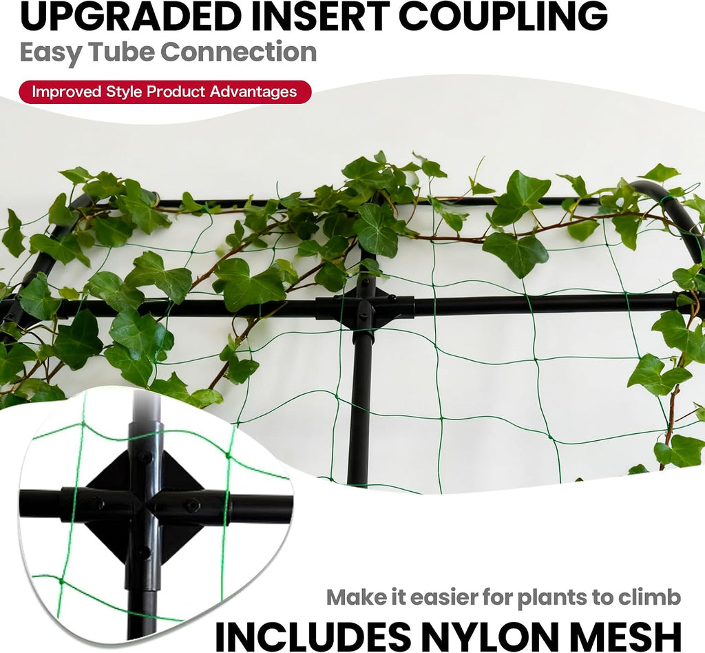 7.2 ft No-Drill Leaning Garden Trellis for Climbing Plants | PE-coated galvanized steel frame resists rust and creates