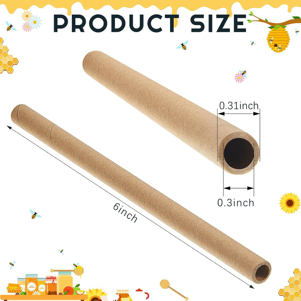 Gueevin 1000 Pcs Mason Beehive Tubes 6 Inch Long x 5/16" Diameter Cardboard Beehive Nesting Tubes Nesting Paper Inserts