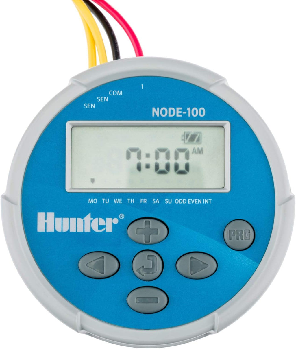 Hunter NODE-100-VALVE Battery Sprinkler Timer, 1 Zone Controller with Valve | 1 station battery irrigation controller