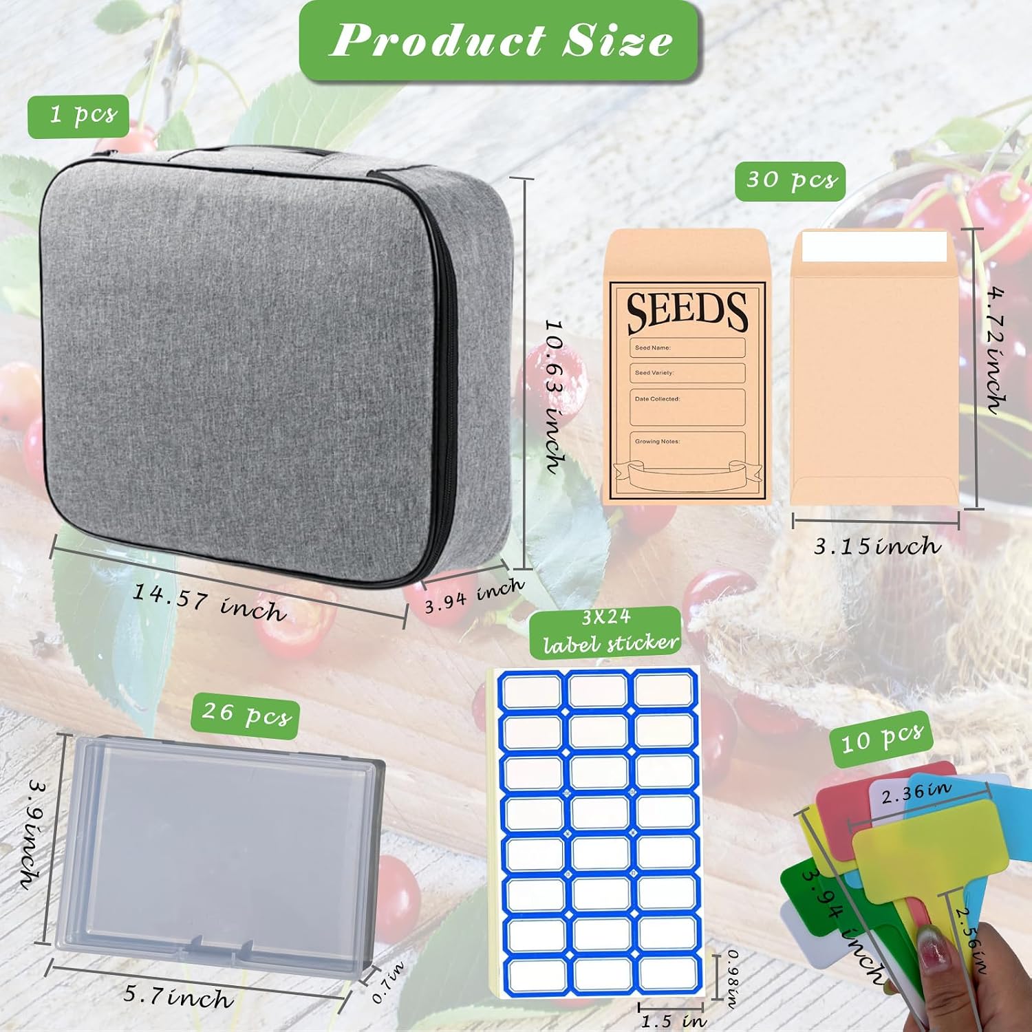 Seed Storage Organizer Kit, Seed Packet Organizer, Gray | Moisture-proof, Come with Clear Storage Organizer Boxes