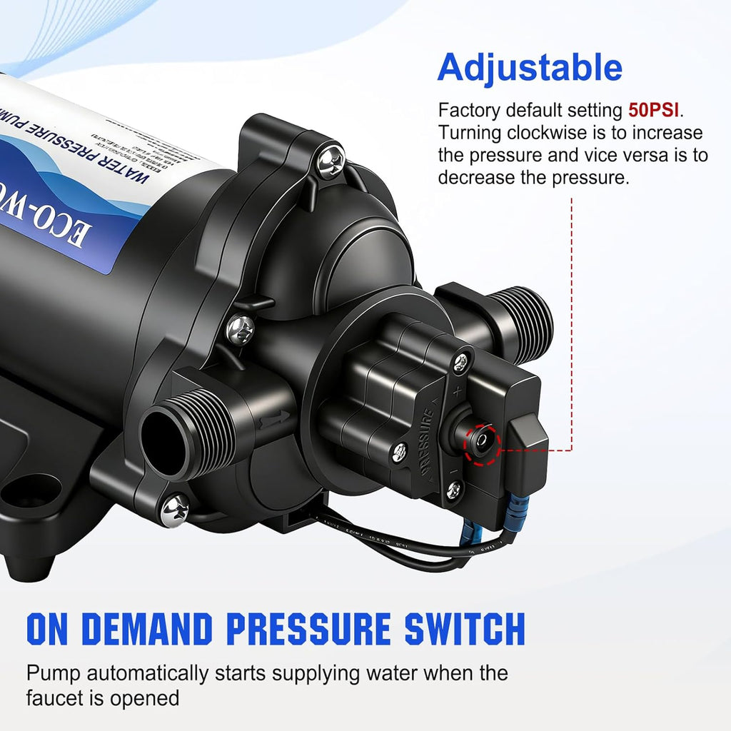ECO-WORTHY 33-Series Industrial Water Pressure Pump 110V AC 4.0GPM 50PSI RV Fresh Water Diaphragm Pump include Garden