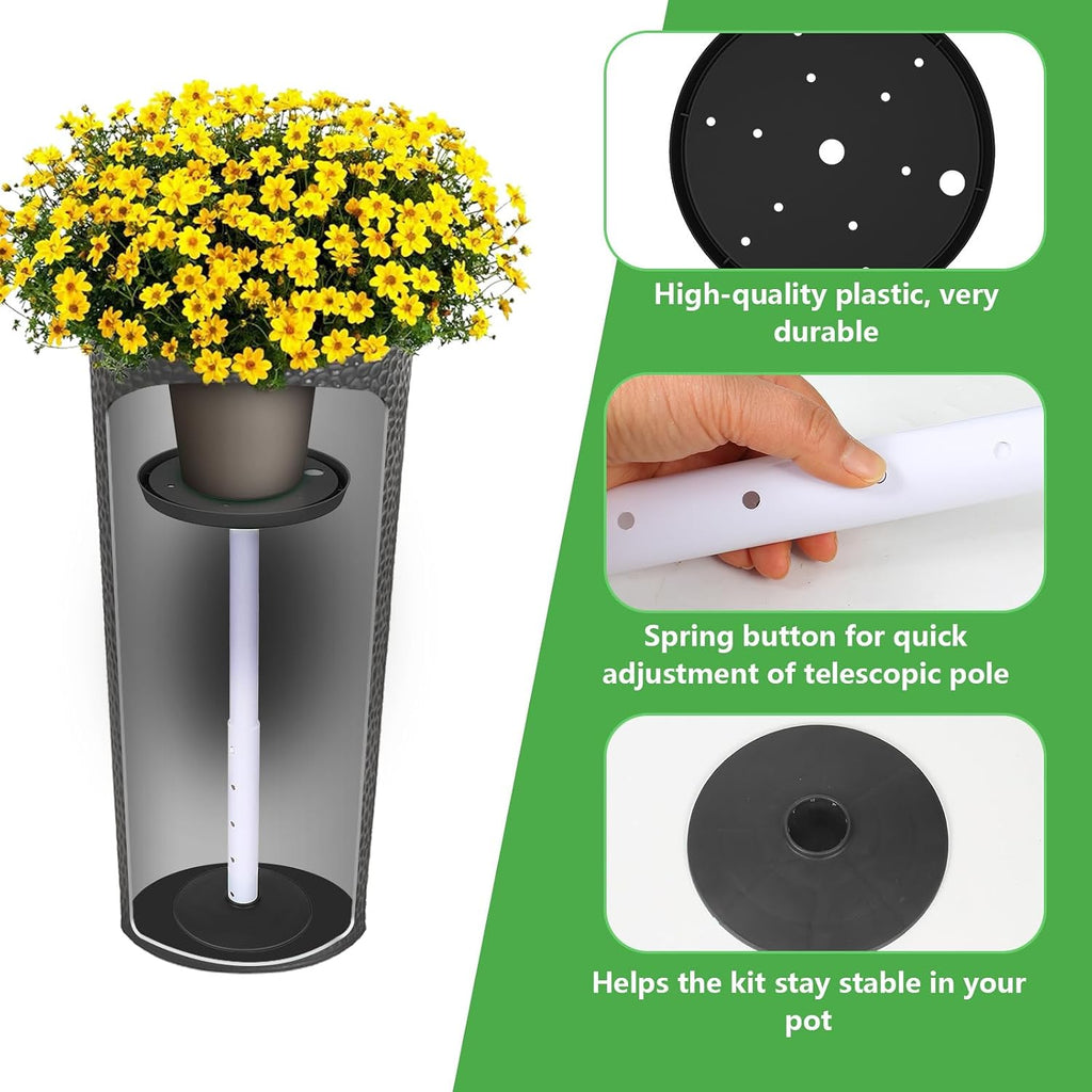 2 Pack Plant Riser Inserts for Large Pots, 8 in/10 in Interchangeable Sturdy Planter Inserts & 11 - 17 in Adjustable