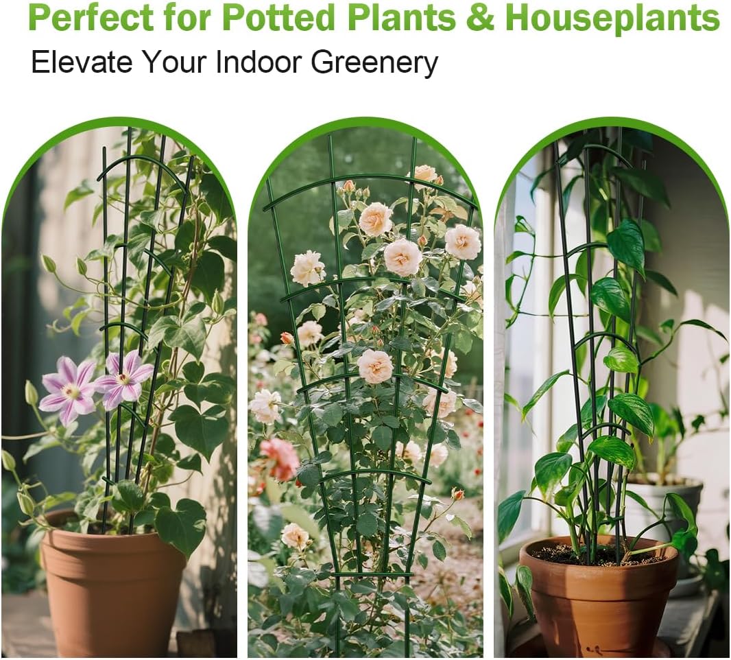 6-Pack Metal Trellis for Potted Plants, 43" Heavy Duty Garden Trellis for Climbing Plants, Rustproof Powder Coated