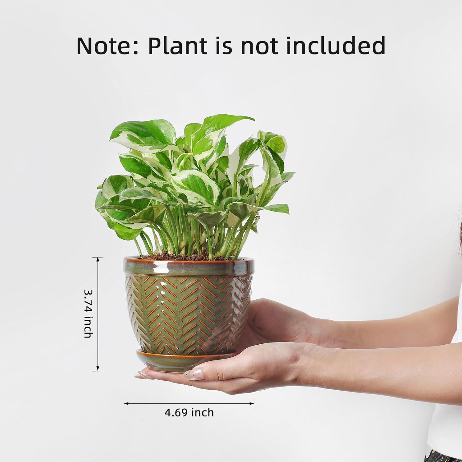 Sureasy Ceramic Plant Pots, 4.7 Inch Flower Pots for Indoor Plants, Succulent Pots with Saucer and Drainage Hole