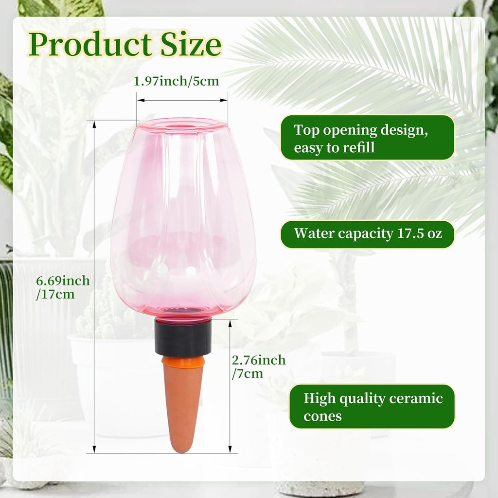 6pcs Plant Self Watering Globes, Plastic Water Bulbs Top Fill, 12.3 oz Plant Watering Devices System Slow Release