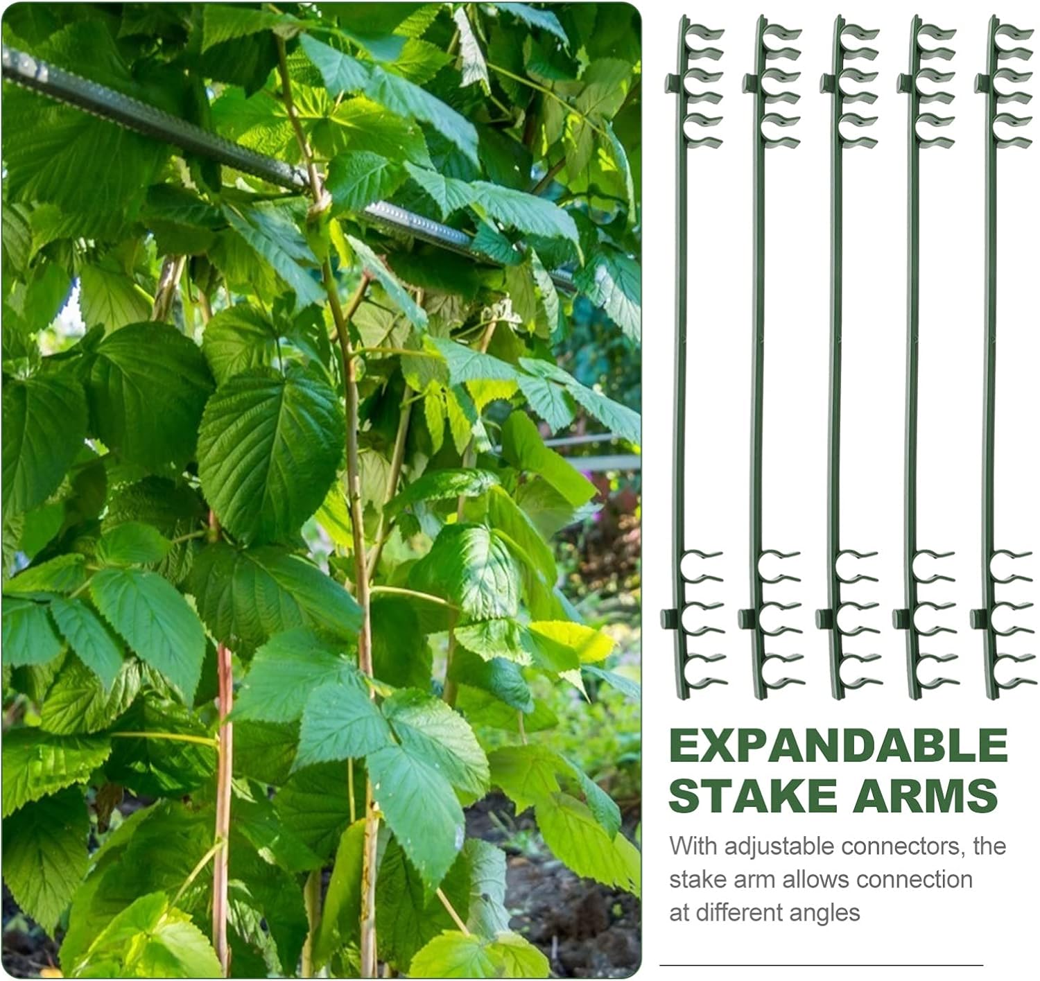 50PCS Stake Arms for Tomato Cage, 11.8 Inches Garden Stake Connectors, Expandable Trellis Connectors for 11mm Diameter